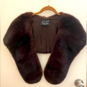 Genuine mink dark brown stole shawl small medium